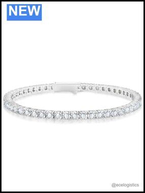 Tennis Bracelet 14k White Gold Plated 5A Cubic Zirconia 8in Bridal Wedding